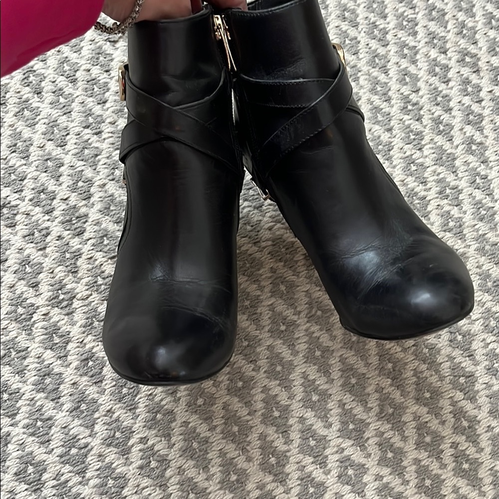 Mark Fisher Black Boots Heels Gold Hardware - Picture 7 of 11